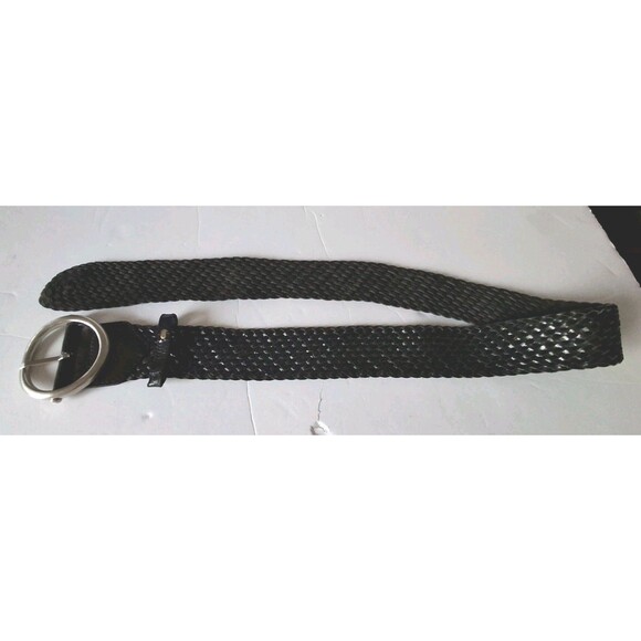 Cole Haan Leather Waist Belt O-ring Buckle Size Small Black Wide Style B22685 - Picture 2 of 7